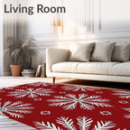 White Snowflake Festive Pattern Rug