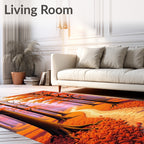 Orange Autumn Forest Path Design Rug