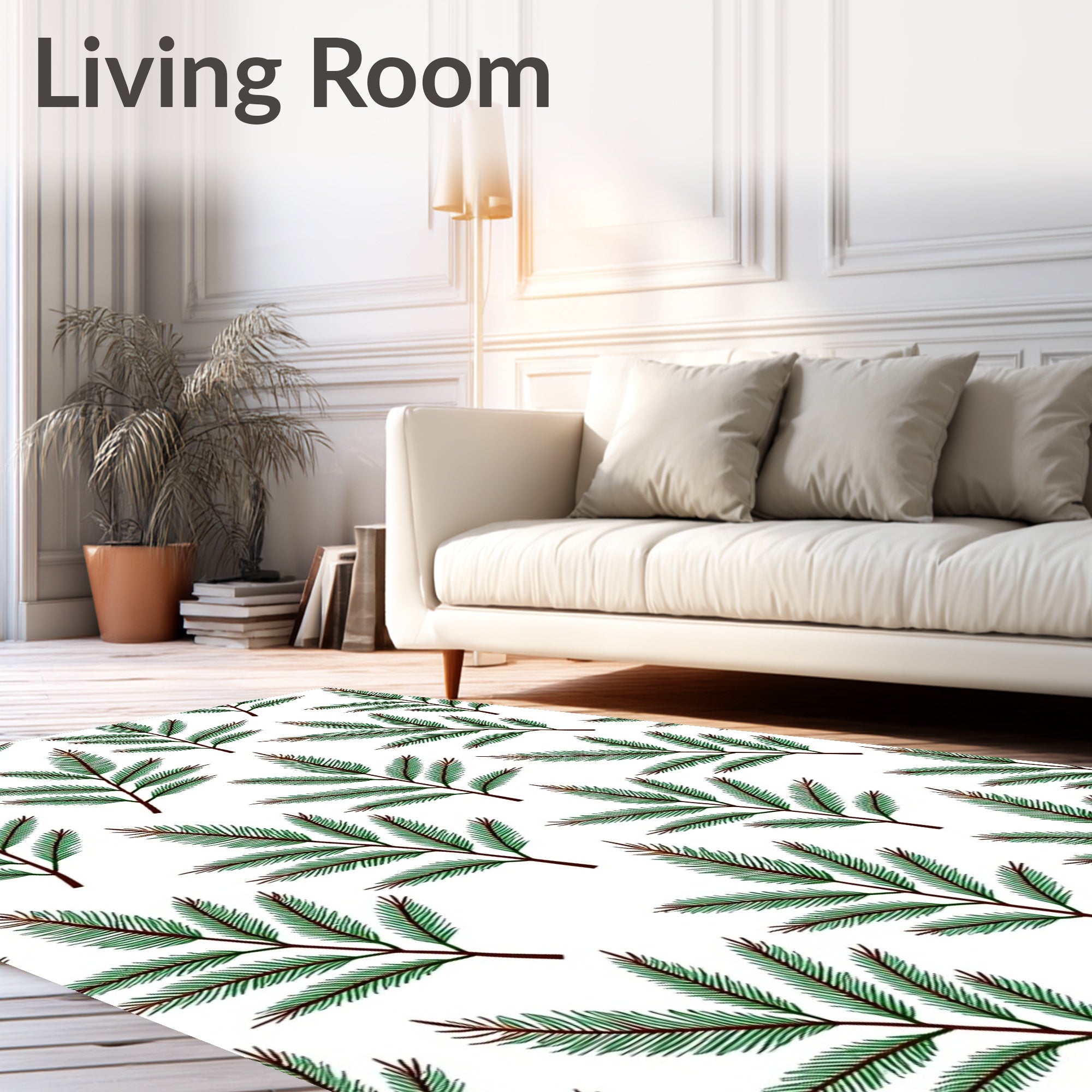 Evergreen Branch Pattern Design Rug