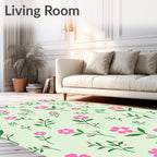 Pink Delicate Floral Pattern Rug