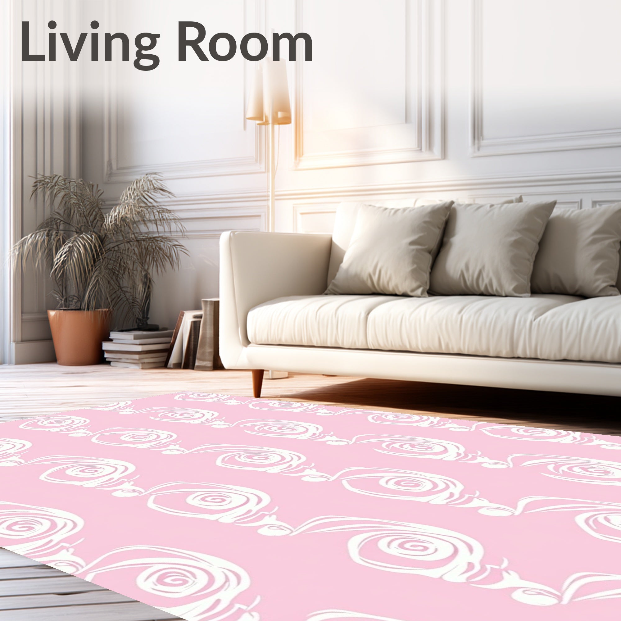 Soft Pink Swirl Nautilus Design Rug