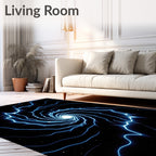 Electric Blue Swirl Vortex Design Rug
