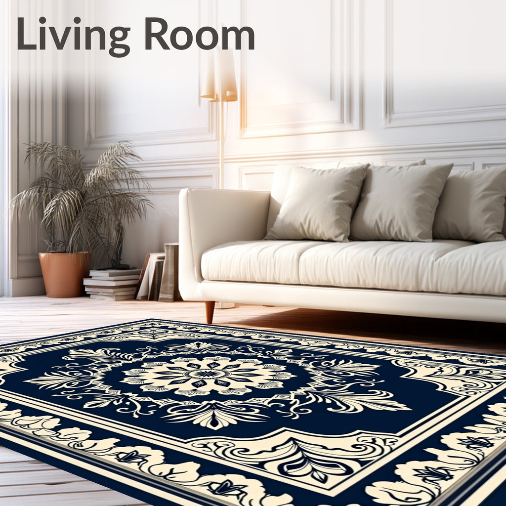 Classic Floral Medallion Border Design Rug