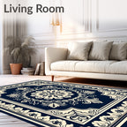 Classic Floral Medallion Border Design Rug