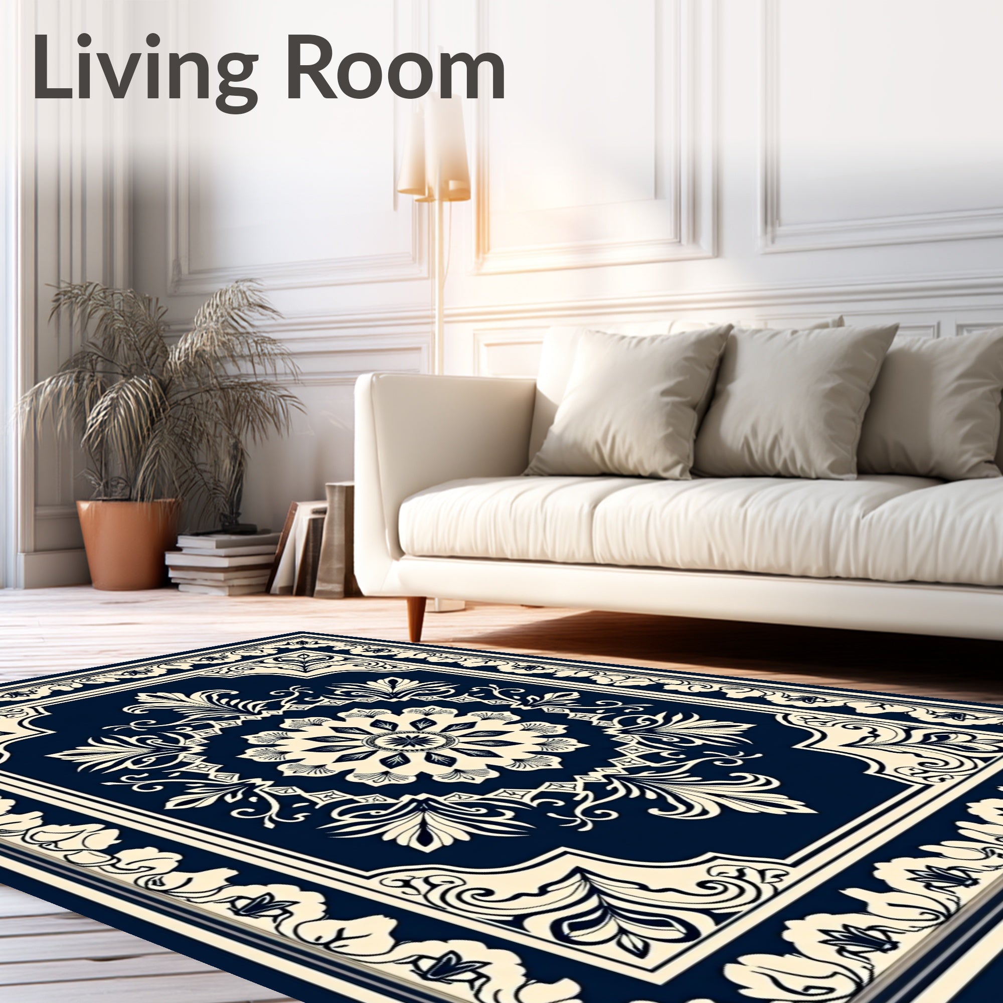 Classic Floral Medallion Border Design Rug