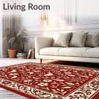 Ornate Birds and Floral Garden Red Rug