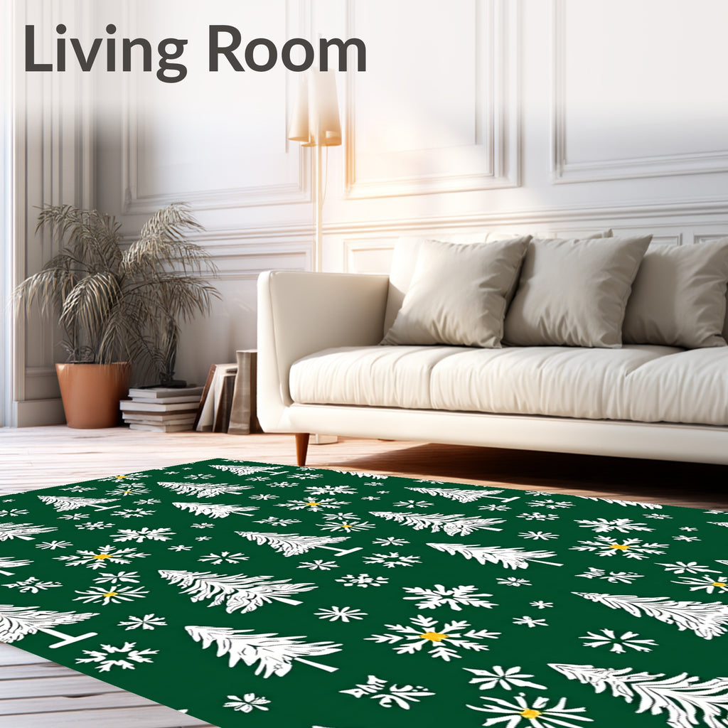 Winter White Trees Snowflake Medley Rug