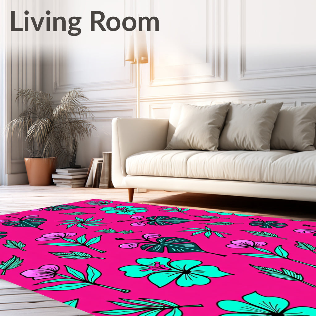 Tropical Bloom Leaf Pattern Rug