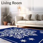 Intricate White Starburst Mandala Design Rug