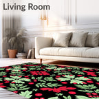 Red Green Leaf Berry Medallion Rug