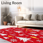 Winter Forest Birds Snowflakes Pattern Rug