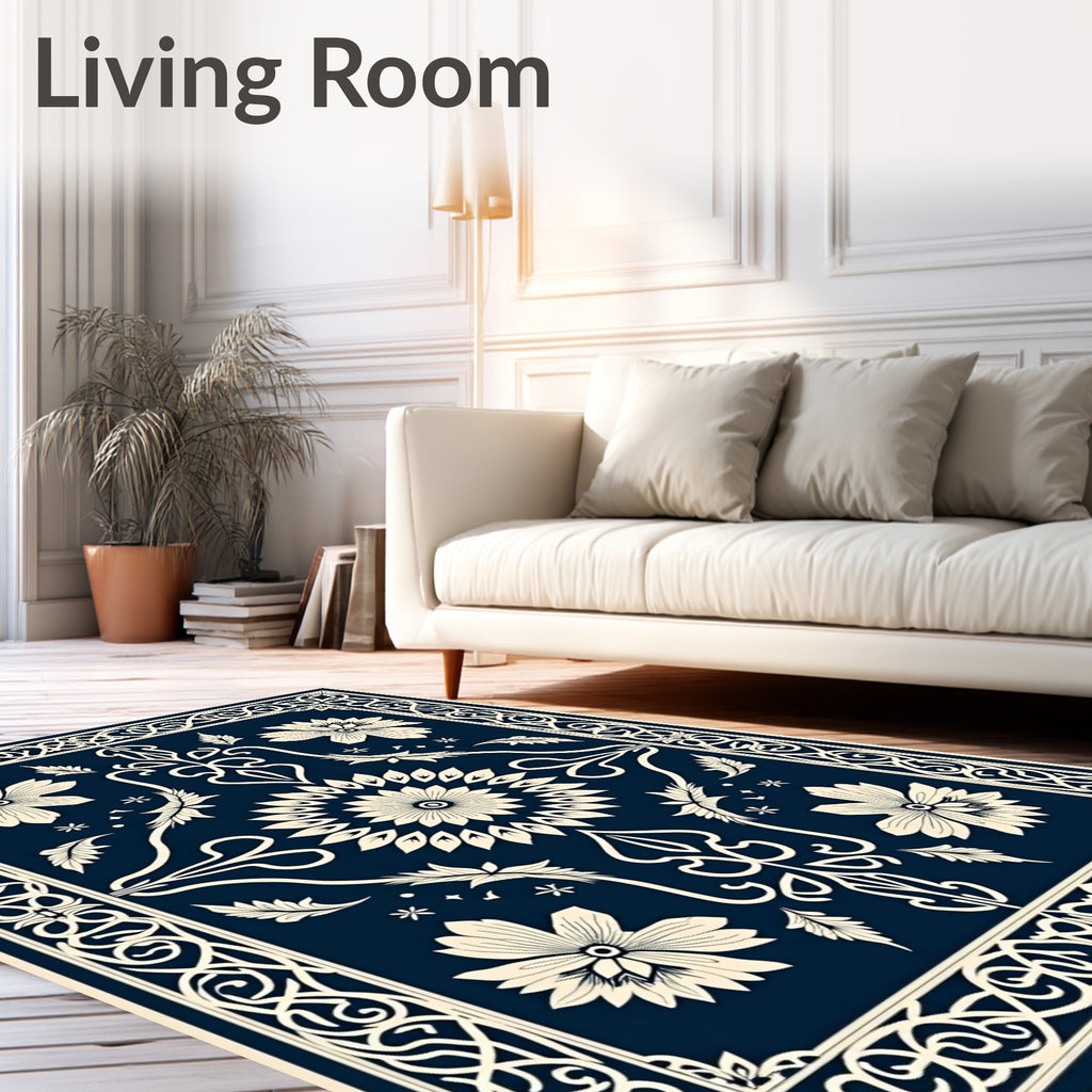 Classic Floral Border With Centerpiece Rug