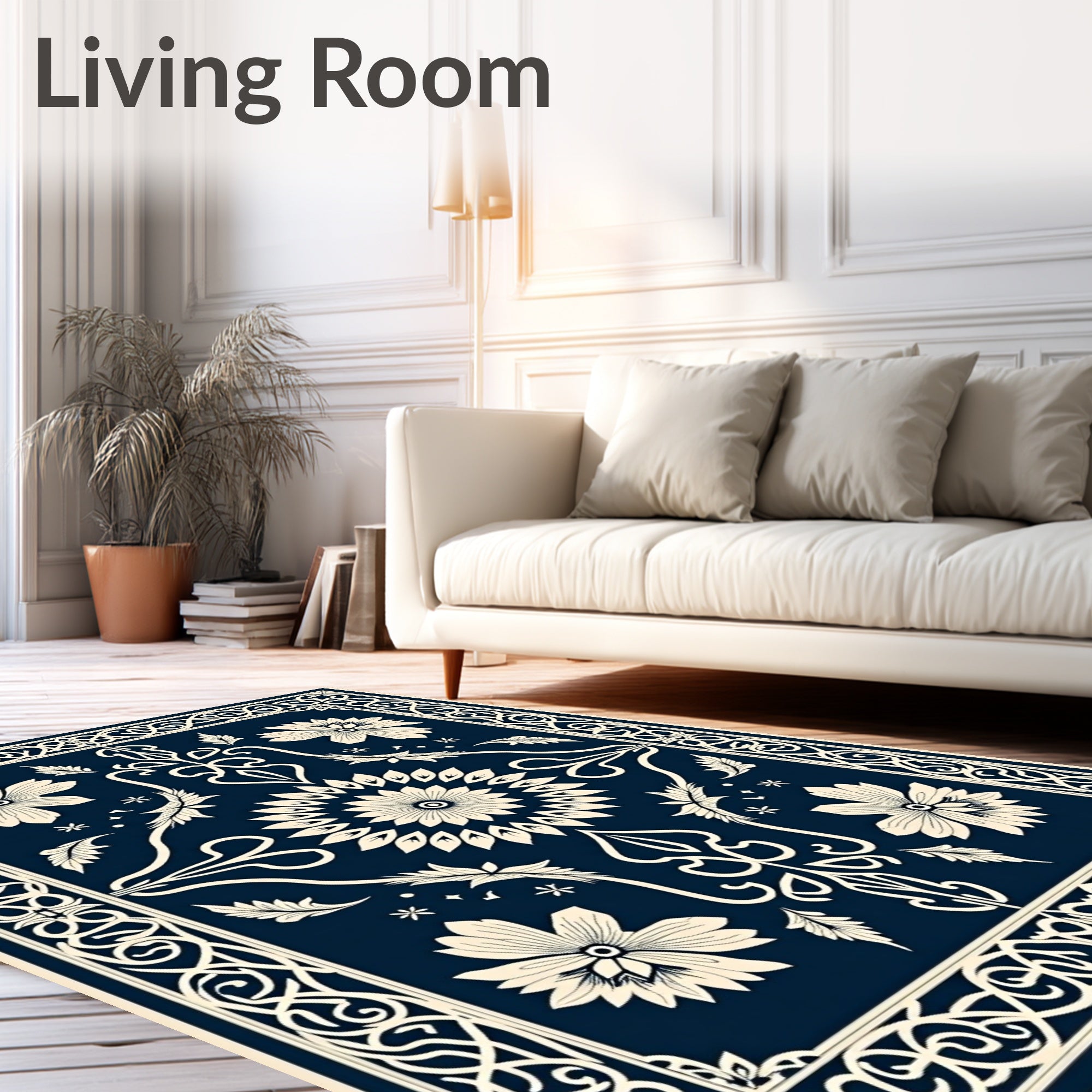 Classic Floral Border With Centerpiece Rug