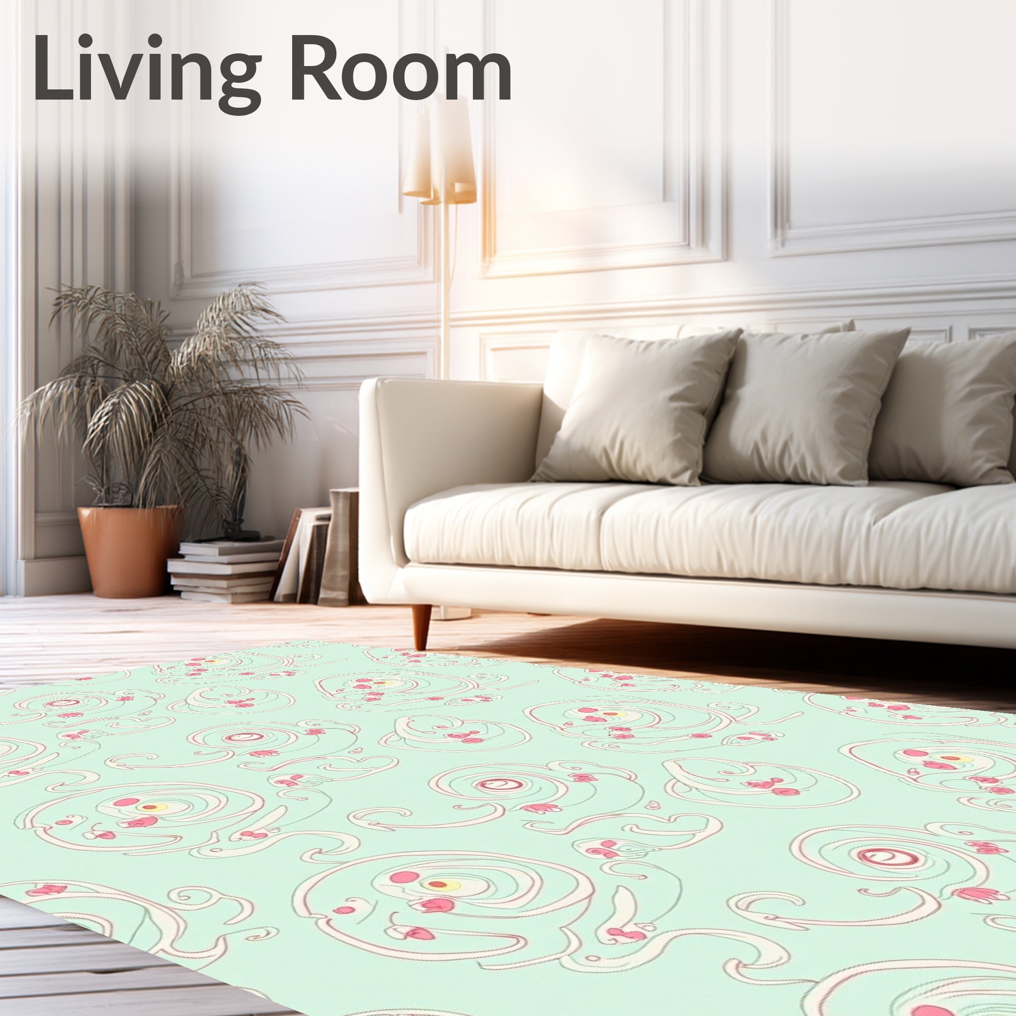 Whimsical Swirls Floral Accents Rug