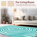Turquoise Wavy Spiral Pattern Rug