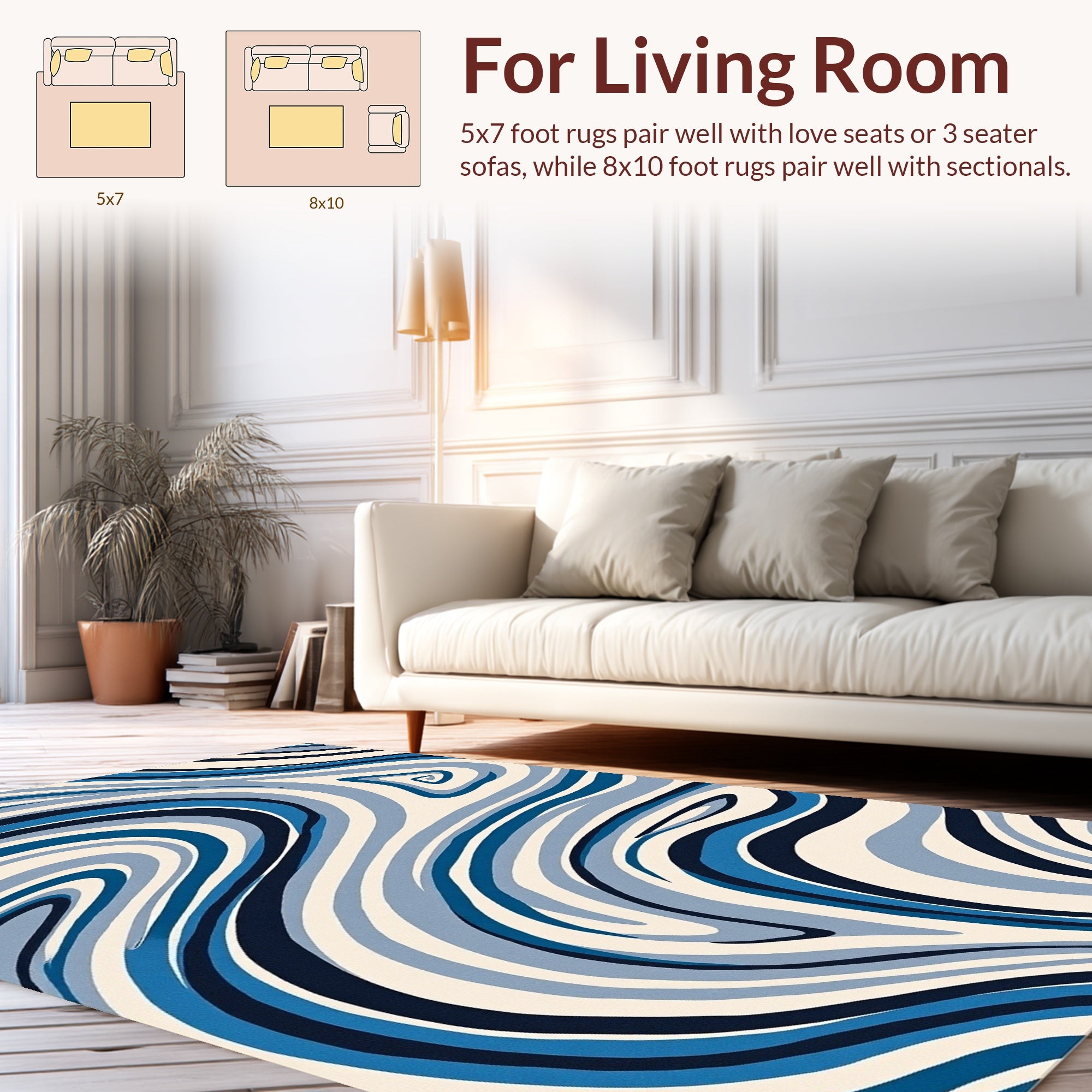 Cool Blue Swirl Pattern Rug