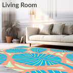 Tropical Leaf Pattern Vibrant Design Rug