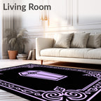 Lilac Coffin Floral Border Rug