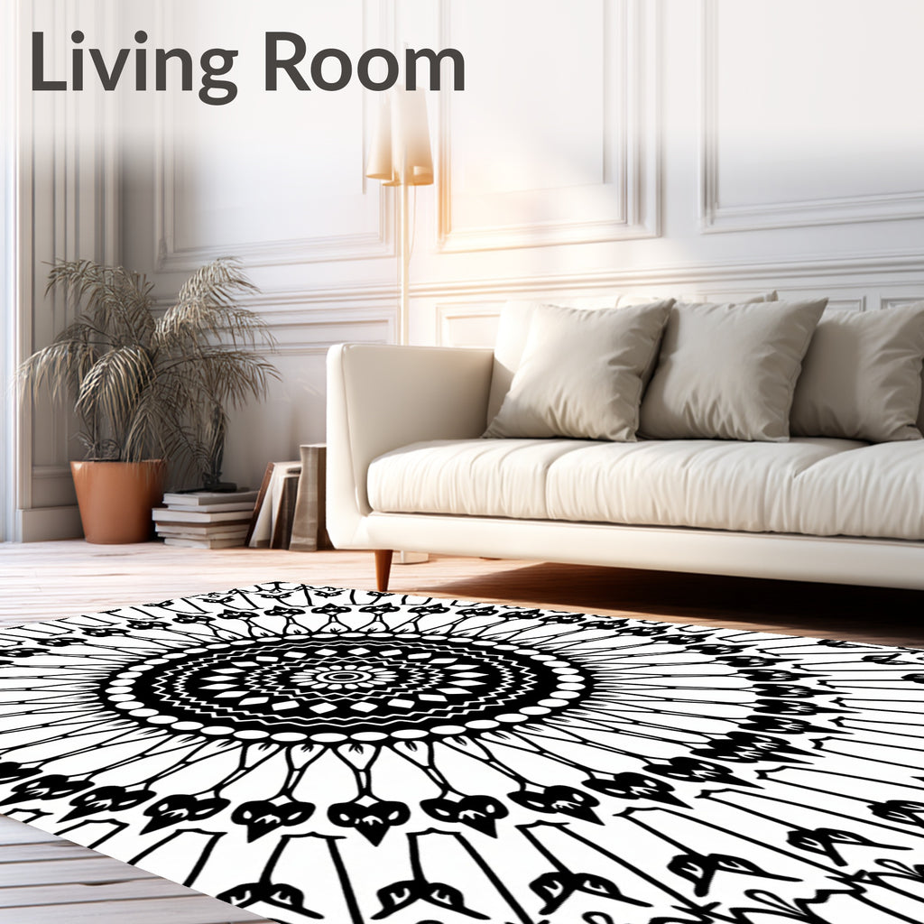 Radiating Floral Mandala Pattern Rug