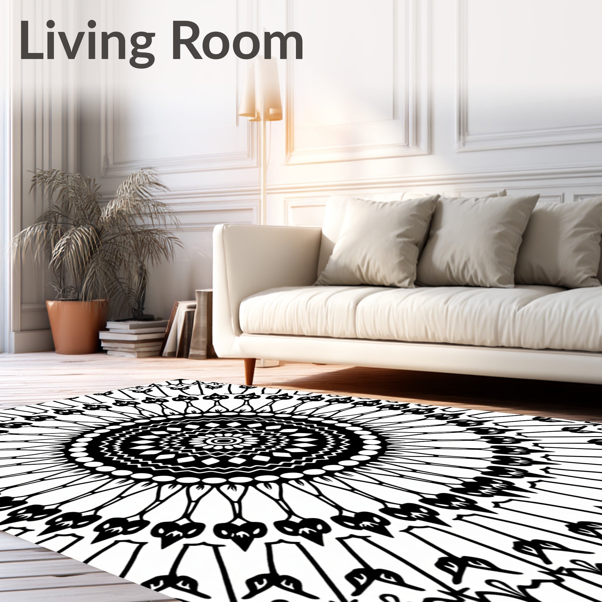 Radiating Floral Mandala Pattern Rug