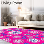 Vibrant Pink Snowflake Mandala Collage Rug