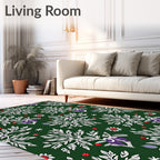 Nature Inspired White Floral Pattern Rug