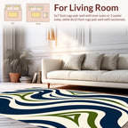 Wavy Blue Green Cream Pattern Rug
