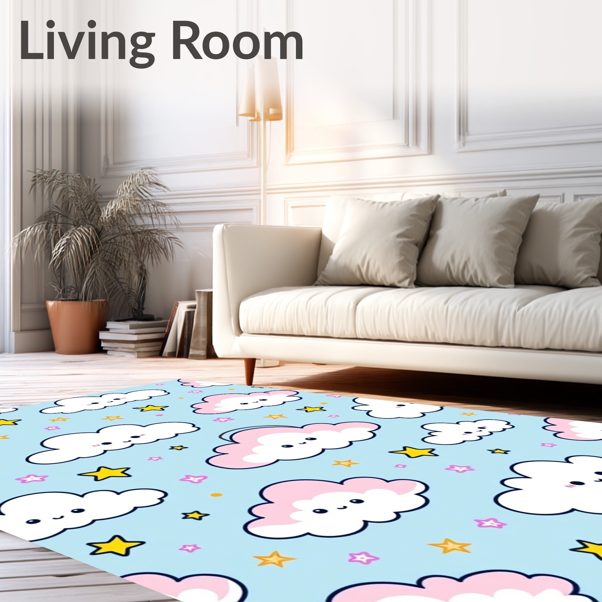 Cute Cloud Star Pattern Design Rug