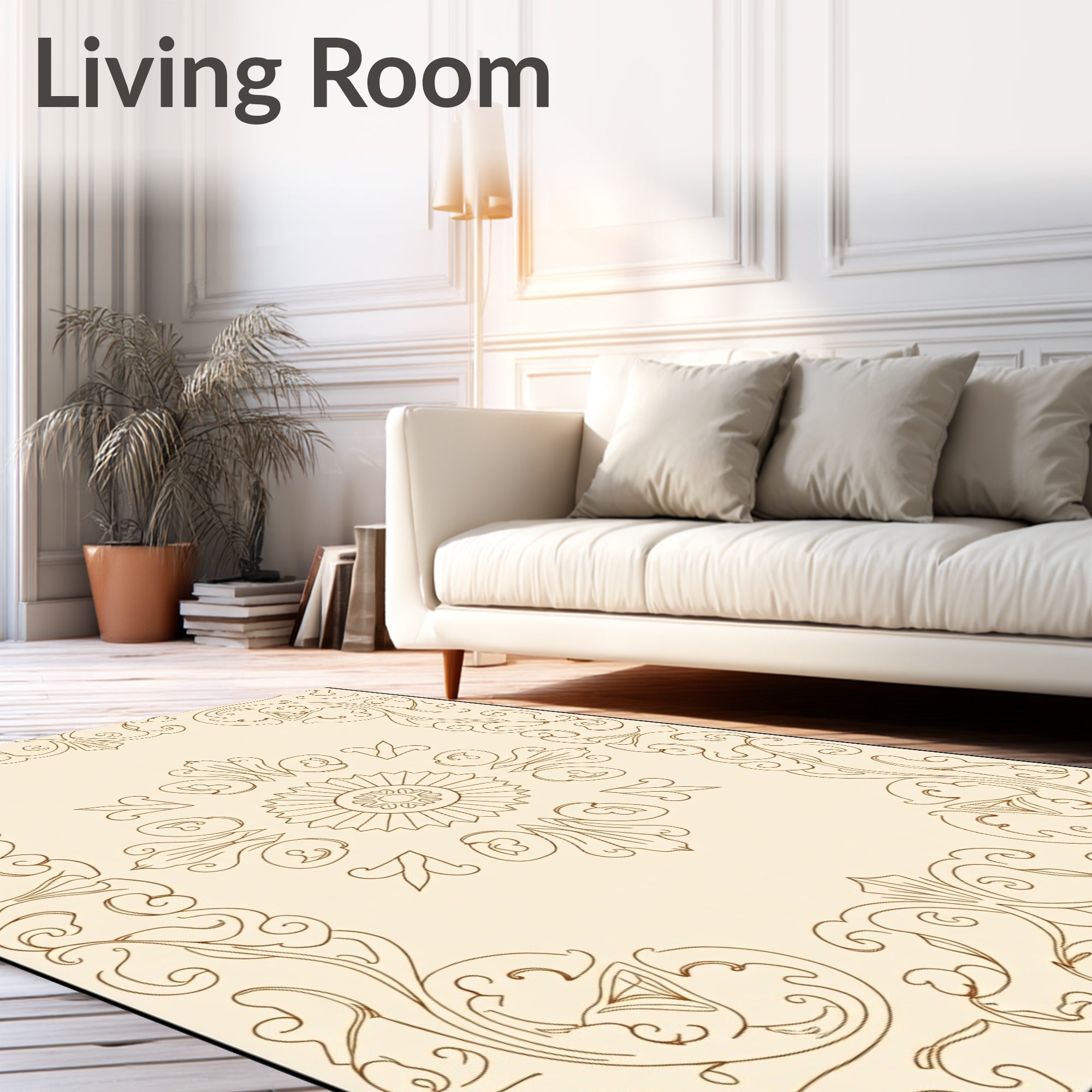 Classic Floral Scroll Medallion Design Rug
