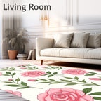 Pink Floral Rose Pattern Design Rug