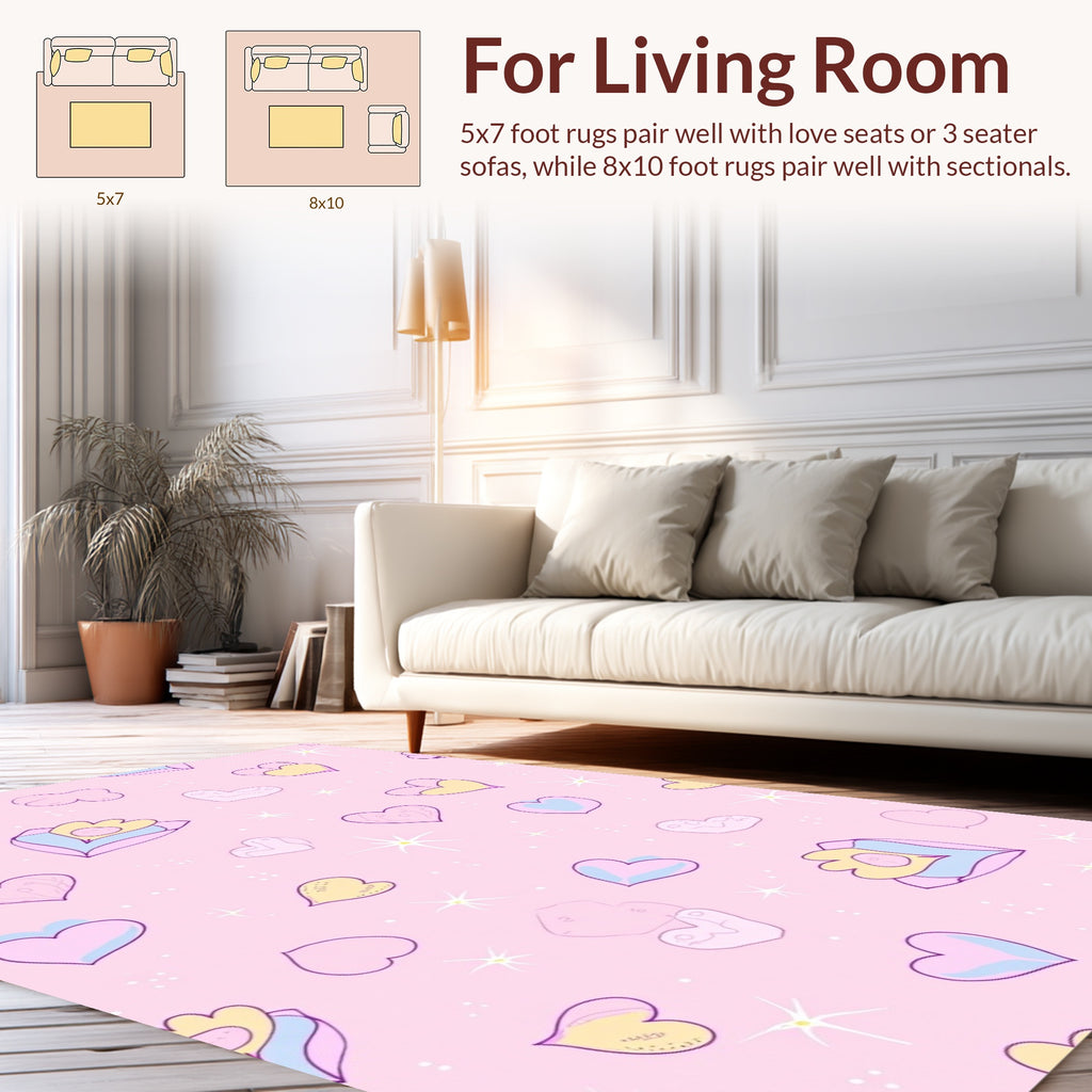 Pink Heart Cluster Pattern Rug
