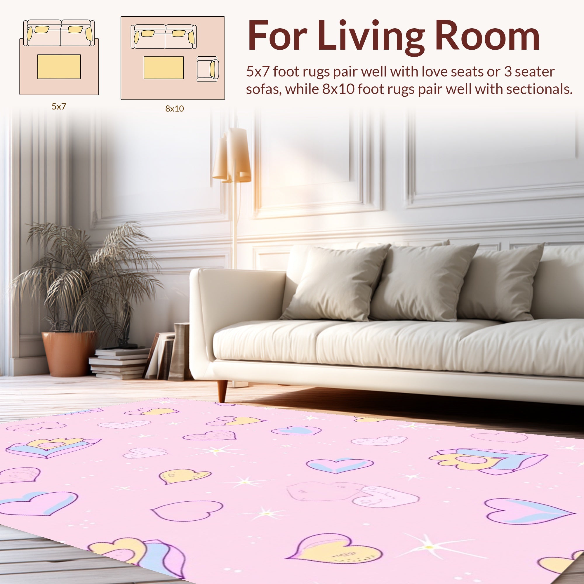 Pink Heart Cluster Pattern Rug