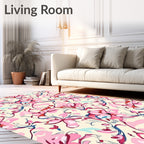 Pink Floral Swirl Pattern Rug