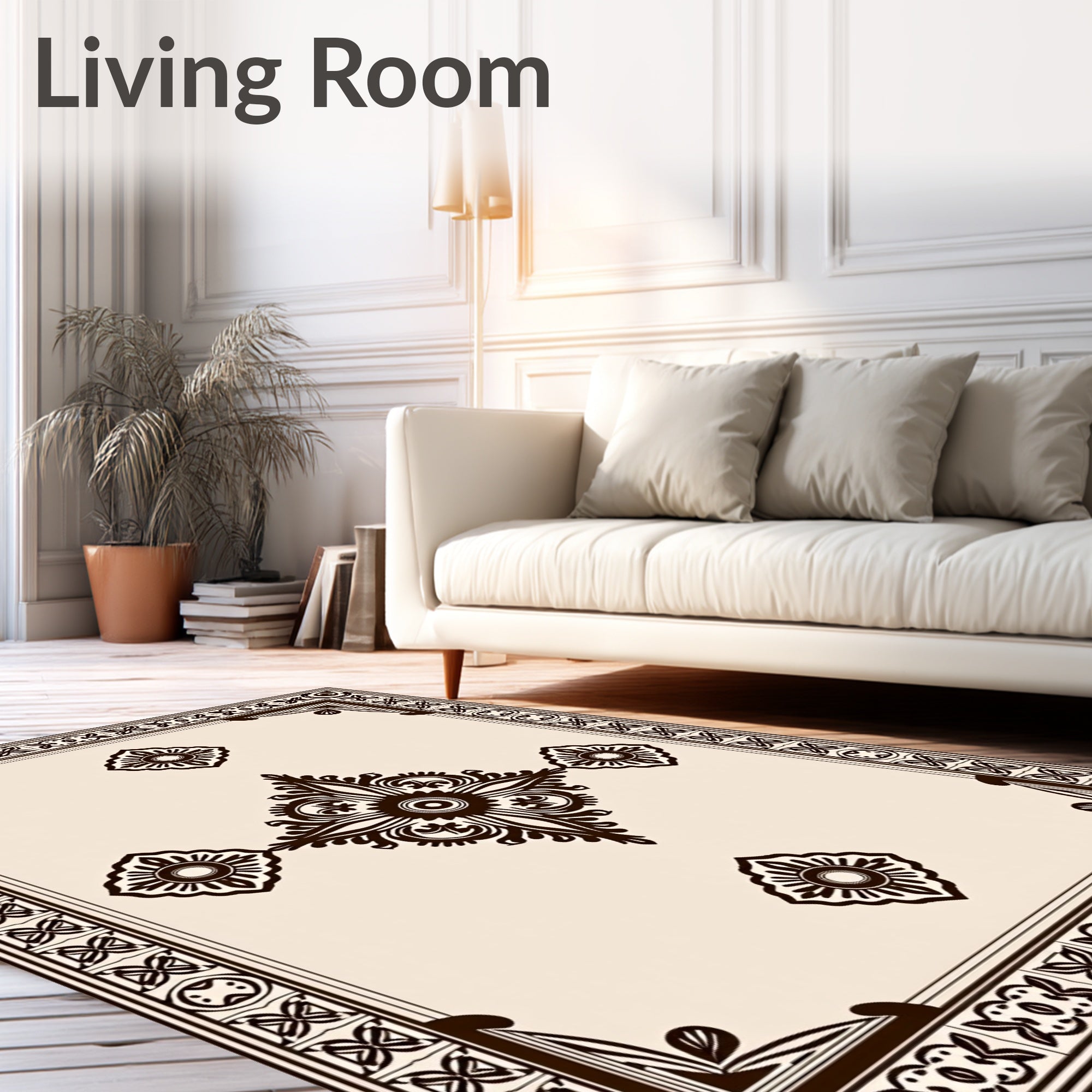 Regal Floral Centerpiece Border Pattern Rug