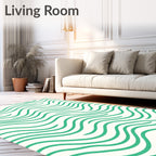 Abstract Aqua Wave Pattern Rug