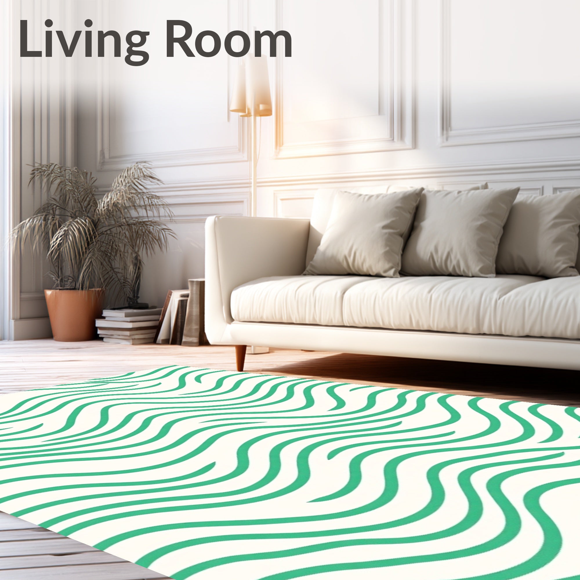Abstract Aqua Wave Pattern Rug