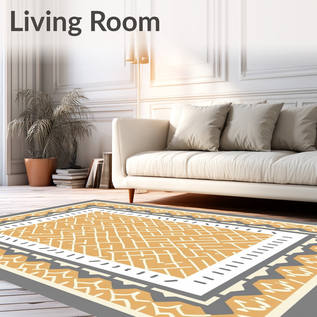 Geometric Maze Border Rug