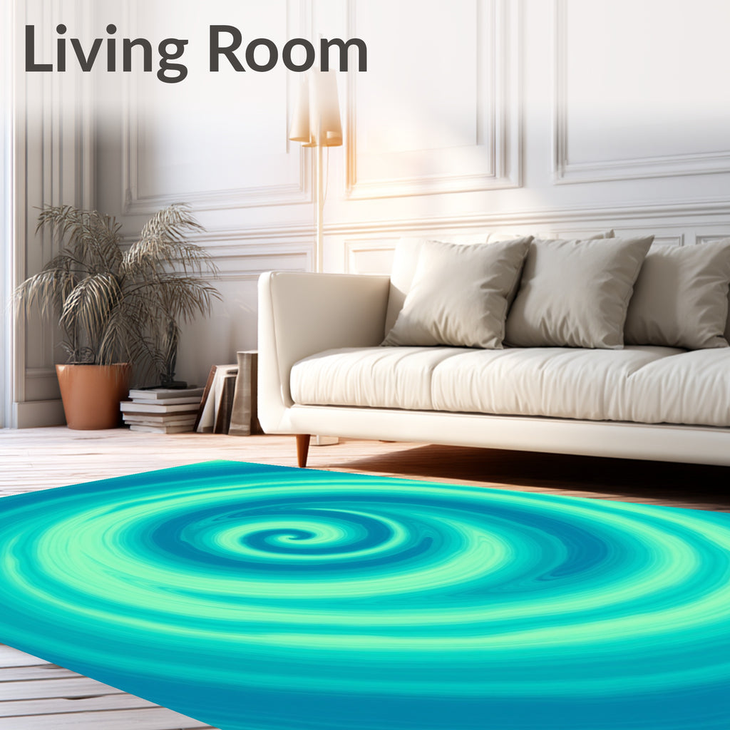 Cool Swirling Aqua Pattern Rug