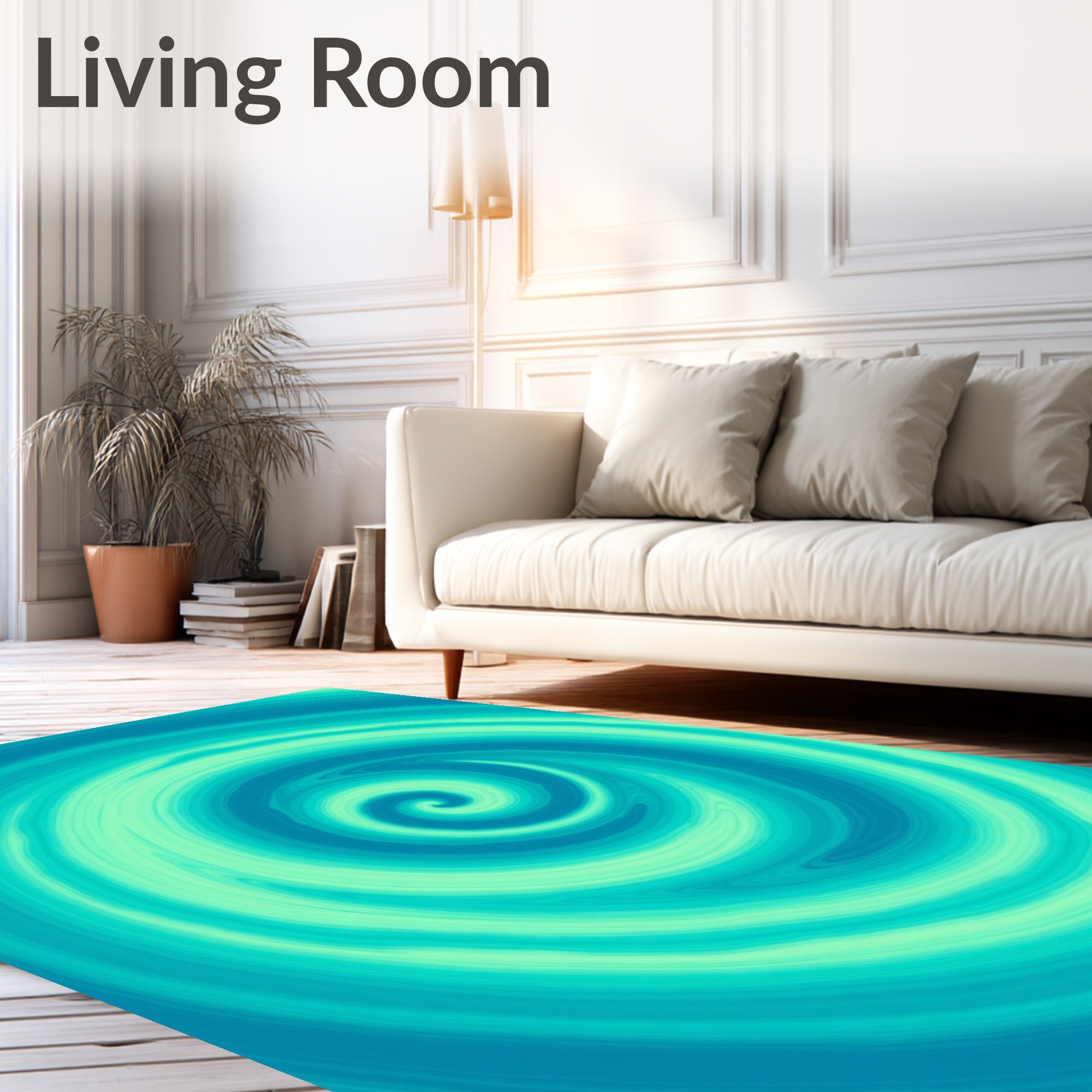 Cool Swirling Aqua Pattern Rug