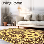 Ornate Floral Scrollwork Detailed Rug