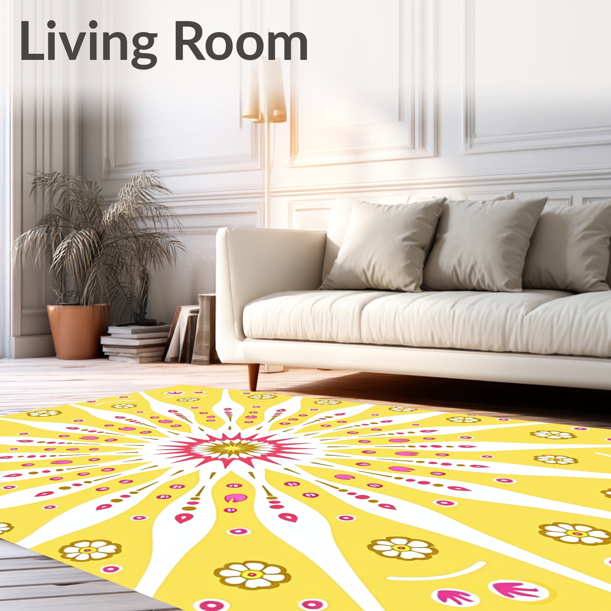 Radiant Sunburst Floral Pattern Rug