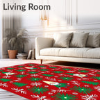 Cozy Red Gnome Christmas Tree Snowfall Rug