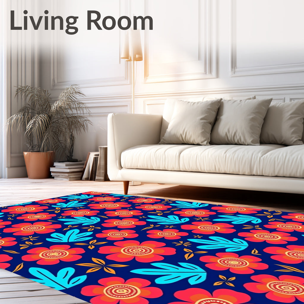 Vibrant Floral Pattern Design Rug
