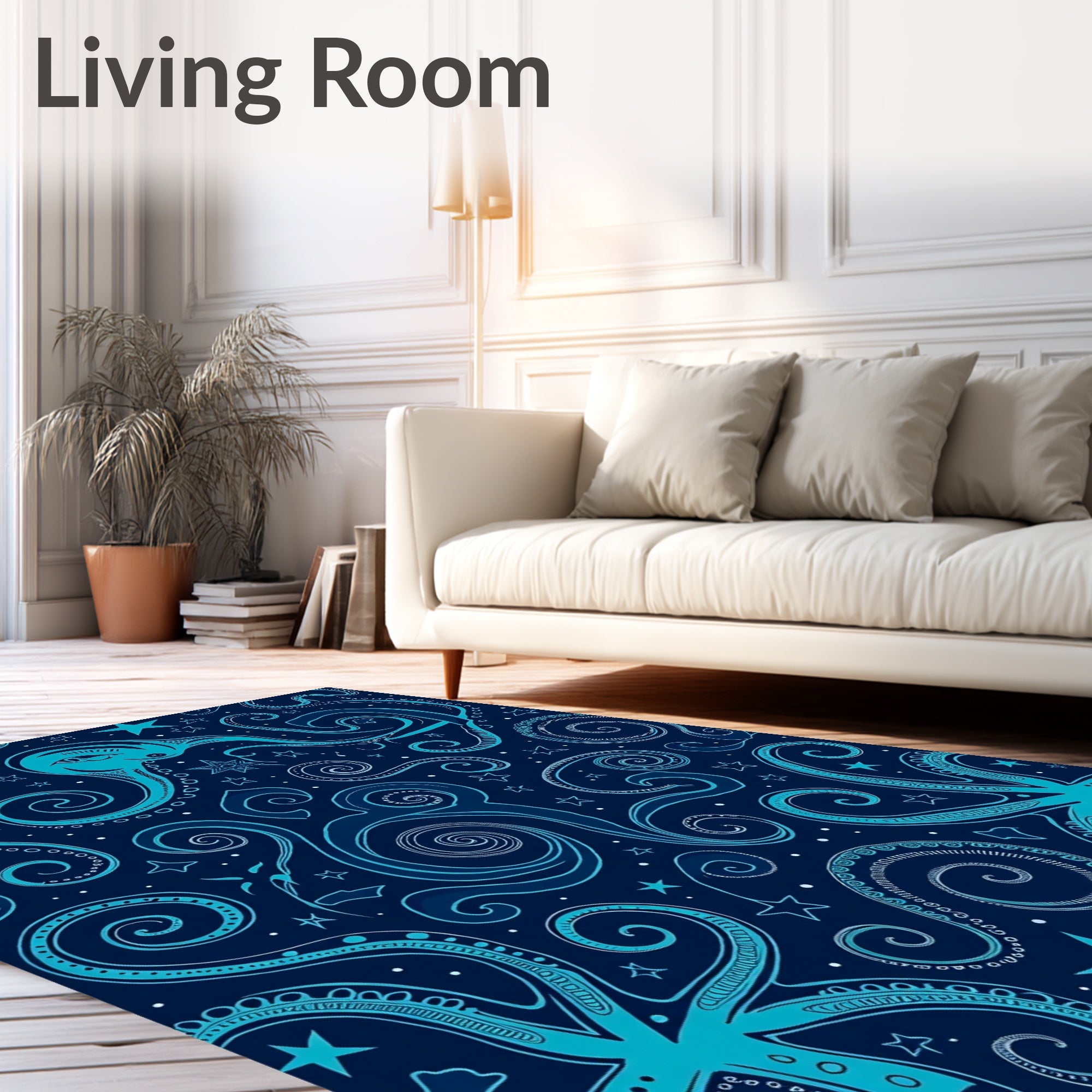 Celestial Octopus Swirls Pattern Rug