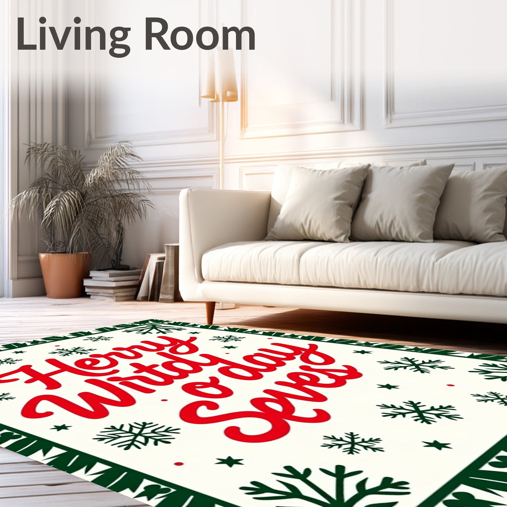 Red Green Snowflake Christmas Rug