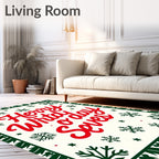 Red Green Snowflake Christmas Rug