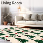 Evergreen Tree Holiday Floral Rug