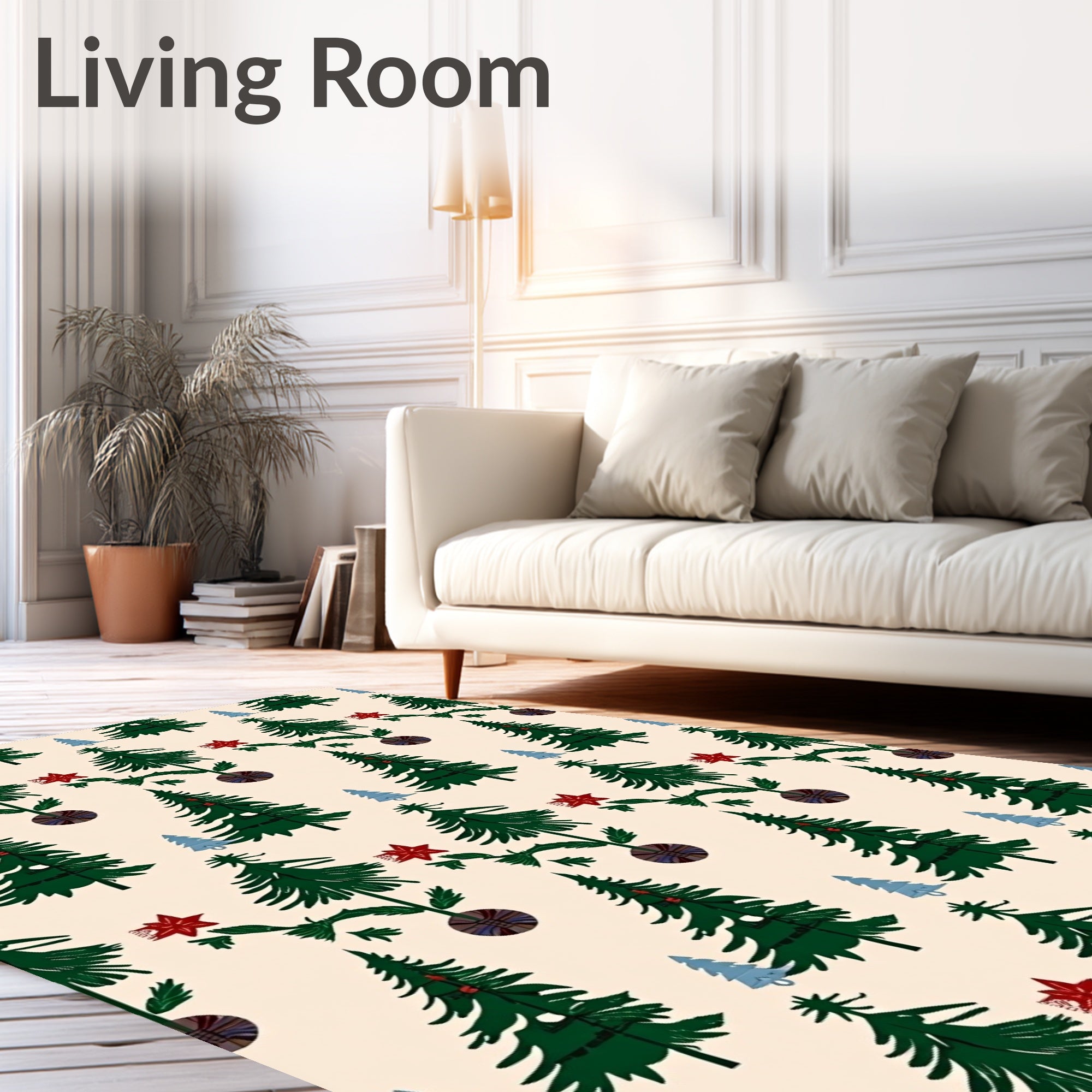 Evergreen Tree Holiday Floral Rug