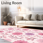 Delicate Pink Floral Sprig Pattern Rug