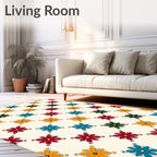 Geometric Floral Pattern In 4 Colors Rug